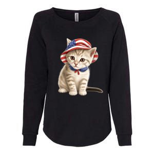 American Cat 4th Of July Cat Patriotic Cats Siberian Kitten Womens California Wash Sweatshirt