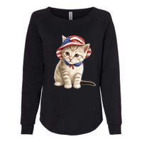 American Cat 4th Of July Cat Patriotic Cats Siberian Kitten Womens California Wash Sweatshirt