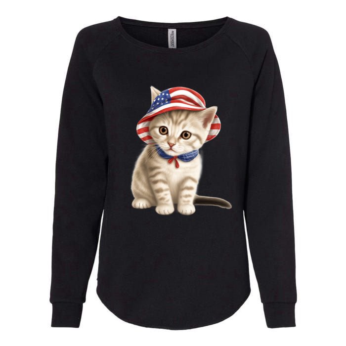 American Cat 4th Of July Cat Patriotic Cats Siberian Kitten Womens California Wash Sweatshirt