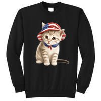 American Cat 4th Of July Cat Patriotic Cats Siberian Kitten Tall Sweatshirt