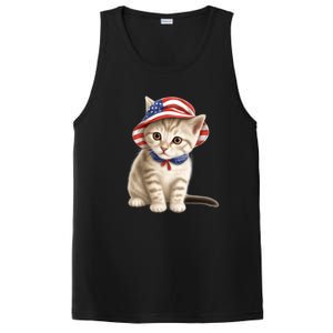 American Cat 4th Of July Cat Patriotic Cats Siberian Kitten PosiCharge Competitor Tank