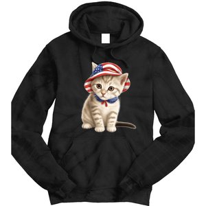 American Cat 4th Of July Cat Patriotic Cats Siberian Kitten Tie Dye Hoodie