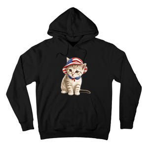 American Cat 4th Of July Cat Patriotic Cats Siberian Kitten Tall Hoodie