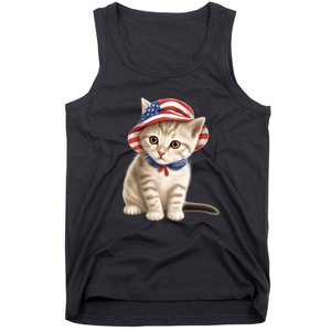 American Cat 4th Of July Cat Patriotic Cats Siberian Kitten Tank Top