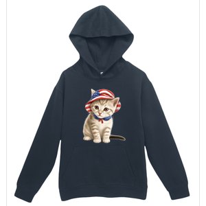 American Cat 4th Of July Cat Patriotic Cats Siberian Kitten Urban Pullover Hoodie