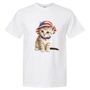 American Cat 4th Of July Cat Patriotic Cats Siberian Kitten Garment-Dyed Heavyweight T-Shirt