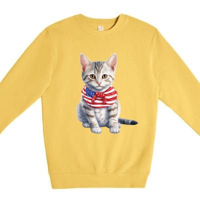 American Cat 4th Of July Cat Patriotic Cats Egyptian Mau Kitten Premium Crewneck Sweatshirt