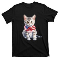 American Cat 4th Of July Cat Patriotic Cats Egyptian Mau Kitten T-Shirt