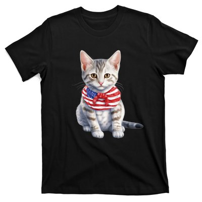 American Cat 4th Of July Cat Patriotic Cats Egyptian Mau Kitten T-Shirt