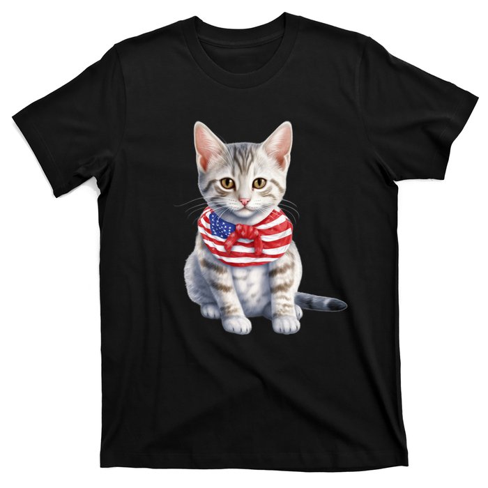 American Cat 4th Of July Cat Patriotic Cats Egyptian Mau Kitten T-Shirt