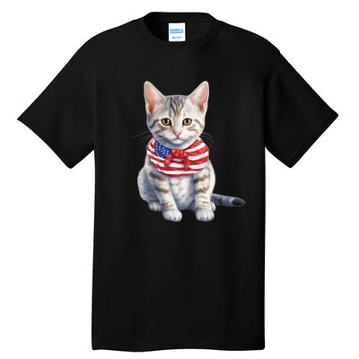 American Cat 4th Of July Cat Patriotic Cats Egyptian Mau Kitten Tall T-Shirt