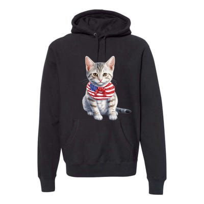 American Cat 4th Of July Cat Patriotic Cats Egyptian Mau Kitten Premium Hoodie