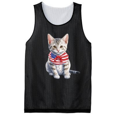 American Cat 4th Of July Cat Patriotic Cats Egyptian Mau Kitten Mesh Reversible Basketball Jersey Tank