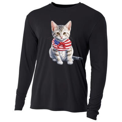 American Cat 4th Of July Cat Patriotic Cats Egyptian Mau Kitten Cooling Performance Long Sleeve Crew