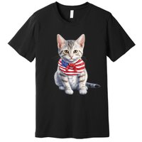 American Cat 4th Of July Cat Patriotic Cats Egyptian Mau Kitten Premium T-Shirt