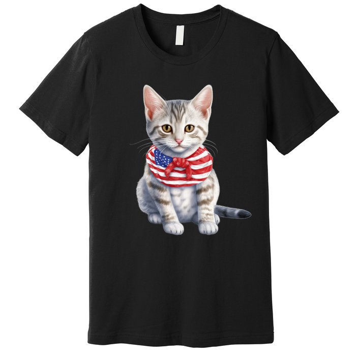 American Cat 4th Of July Cat Patriotic Cats Egyptian Mau Kitten Premium T-Shirt