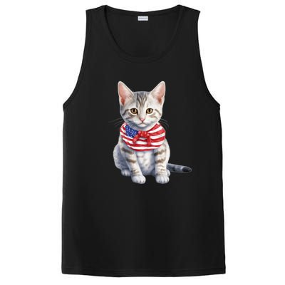 American Cat 4th Of July Cat Patriotic Cats Egyptian Mau Kitten PosiCharge Competitor Tank