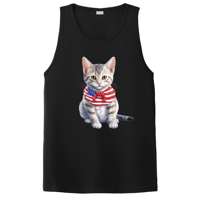 American Cat 4th Of July Cat Patriotic Cats Egyptian Mau Kitten PosiCharge Competitor Tank