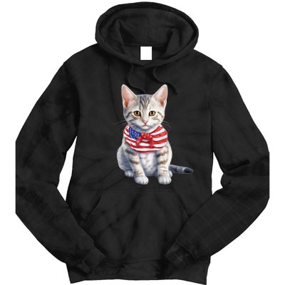 American Cat 4th Of July Cat Patriotic Cats Egyptian Mau Kitten Tie Dye Hoodie