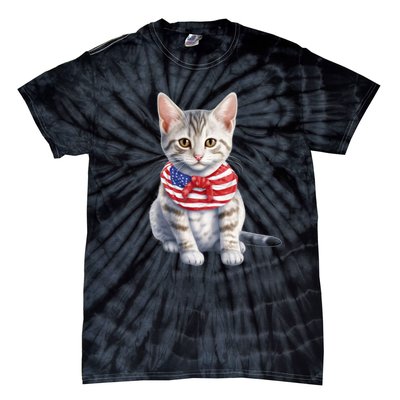 American Cat 4th Of July Cat Patriotic Cats Egyptian Mau Kitten Tie-Dye T-Shirt