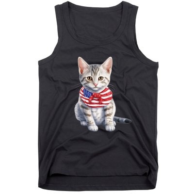 American Cat 4th Of July Cat Patriotic Cats Egyptian Mau Kitten Tank Top