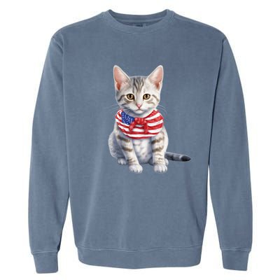 American Cat 4th Of July Cat Patriotic Cats Egyptian Mau Kitten Garment-Dyed Sweatshirt