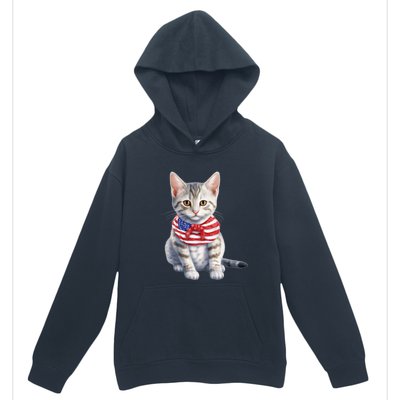 American Cat 4th Of July Cat Patriotic Cats Egyptian Mau Kitten Urban Pullover Hoodie