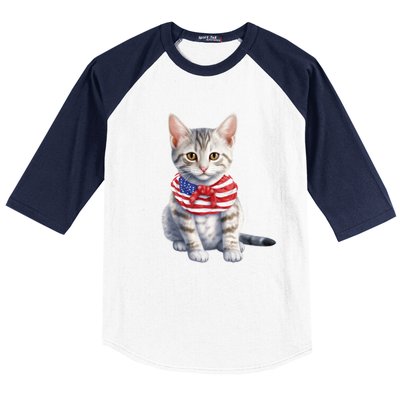 American Cat 4th Of July Cat Patriotic Cats Egyptian Mau Kitten Baseball Sleeve Shirt