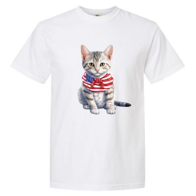 American Cat 4th Of July Cat Patriotic Cats Egyptian Mau Kitten Garment-Dyed Heavyweight T-Shirt