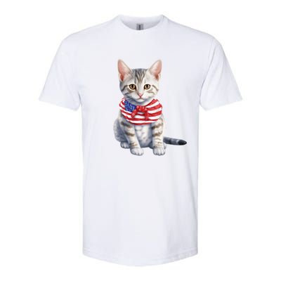 American Cat 4th Of July Cat Patriotic Cats Egyptian Mau Kitten Softstyle CVC T-Shirt