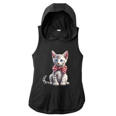 American Cat 4th Of July Cat Patriotic Cats Egyptian Mau Kitten Ladies PosiCharge Tri-Blend Wicking Draft Hoodie Tank