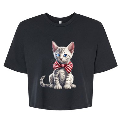 American Cat 4th Of July Cat Patriotic Cats Egyptian Mau Kitten Bella+Canvas Jersey Crop Tee