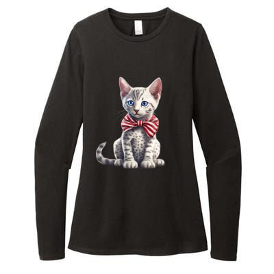 American Cat 4th Of July Cat Patriotic Cats Egyptian Mau Kitten Womens CVC Long Sleeve Shirt