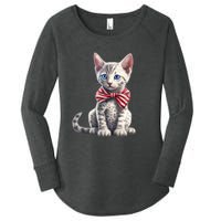 American Cat 4th Of July Cat Patriotic Cats Egyptian Mau Kitten Women's Perfect Tri Tunic Long Sleeve Shirt