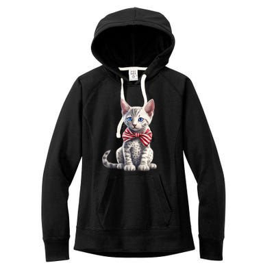 American Cat 4th Of July Cat Patriotic Cats Egyptian Mau Kitten Women's Fleece Hoodie