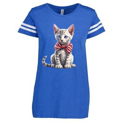 American Cat 4th Of July Cat Patriotic Cats Egyptian Mau Kitten Enza Ladies Jersey Football T-Shirt