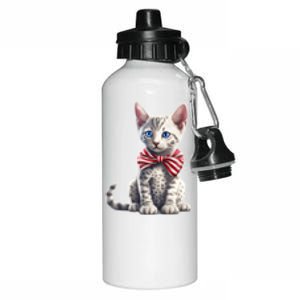 American Cat 4th Of July Cat Patriotic Cats Egyptian Mau Kitten Aluminum Water Bottle 