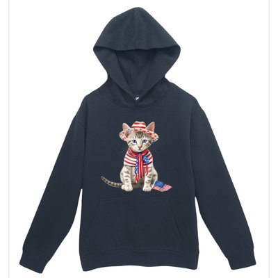 American Cat 4th Of July Cat Patriotic Cats Egyptian Mau Kitten Urban Pullover Hoodie