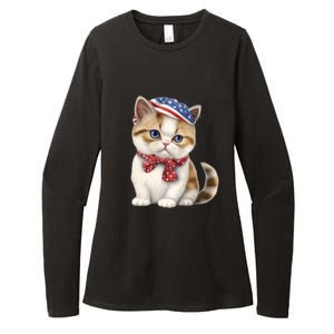 American Cat 4th Of July Cat Patriotic Cats Exotic Shorthair Kitten Womens CVC Long Sleeve Shirt