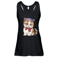 American Cat 4th Of July Cat Patriotic Cats Exotic Shorthair Kitten Ladies Essential Flowy Tank