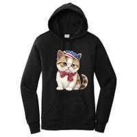 American Cat 4th Of July Cat Patriotic Cats Exotic Shorthair Kitten Women's Pullover Hoodie