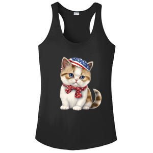 American Cat 4th Of July Cat Patriotic Cats Exotic Shorthair Kitten Ladies PosiCharge Competitor Racerback Tank