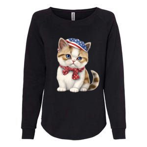 American Cat 4th Of July Cat Patriotic Cats Exotic Shorthair Kitten Womens California Wash Sweatshirt