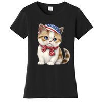 American Cat 4th Of July Cat Patriotic Cats Exotic Shorthair Kitten Women's T-Shirt