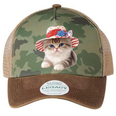 American Cat 4th Of July Cat Patriotic Cats Exotic Shorthair Kitten Legacy Tie Dye Trucker Hat