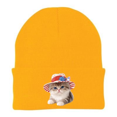 American Cat 4th Of July Cat Patriotic Cats Exotic Shorthair Kitten Knit Cap Winter Beanie