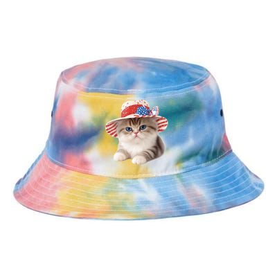 American Cat 4th Of July Cat Patriotic Cats Exotic Shorthair Kitten Tie Dye Newport Bucket Hat