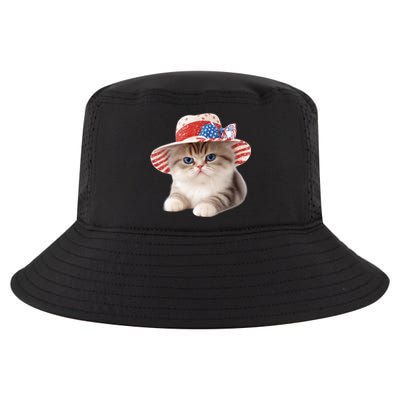 American Cat 4th Of July Cat Patriotic Cats Exotic Shorthair Kitten Cool Comfort Performance Bucket Hat