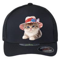 American Cat 4th Of July Cat Patriotic Cats Exotic Shorthair Kitten Flexfit Unipanel Trucker Cap