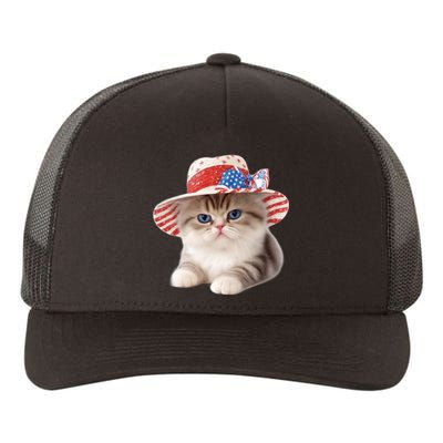 American Cat 4th Of July Cat Patriotic Cats Exotic Shorthair Kitten Yupoong Adult 5-Panel Trucker Hat